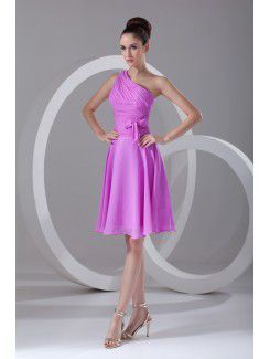 Chiffon Asymmetrical Knee Length Corset Cocktail Dress