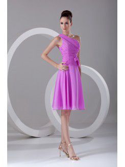 Chiffon Asymmetrical Knee Length Corset Cocktail Dress