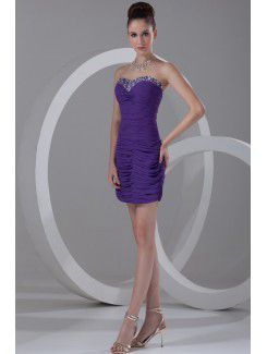 Chiffon Sweetheart Short Sheath Directionally Ruched Cocktail Dress