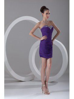 Chiffon Sweetheart Short Sheath Directionally Ruched Cocktail Dress