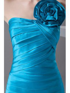 Taffeta One-Shoulder Short Sheath Hand-made Flower Cocktail Dress