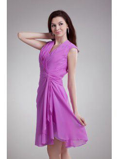 Chiffon V-Neck Knee Length Column Cocktail Dress