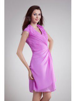 Chiffon V-Neck Knee Length Column Cocktail Dress