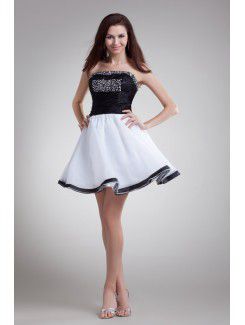 Organza senza spalline breve cocktail dress corsetto