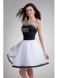 Organza Strapless Short Corset Cocktail Dress