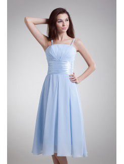 Chiffon Strapless Tea Length Corset Cocktail Dress