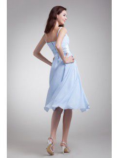 Chiffon Strapless Tea Length Corset Cocktail Dress