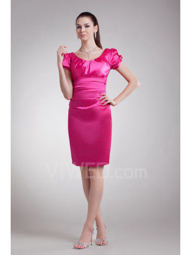 Satin Scoop Short Sheath Cocktail Dress