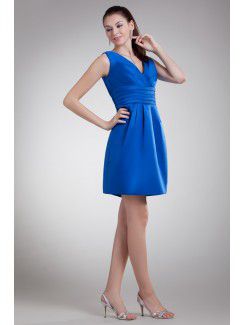 Satin V-Neck Short Column Cocktail Dress