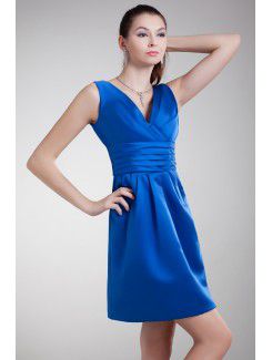 Satin V-Neck Short Column Cocktail Dress