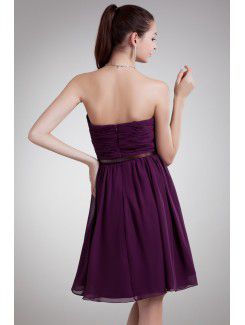 Chiffon Strapless Knee Length Column Sash Cocktail Dress