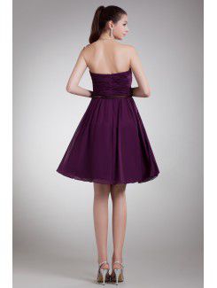 Chiffon Strapless Knee Length Column Sash Cocktail Dress