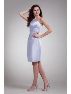 Satin Asymmetrical Knee Length Sheath Embroidered Cocktail Dress