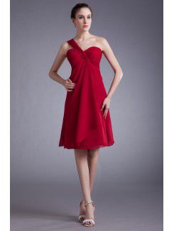 Chiffon-schulter knielangen cocktailkleid spalte