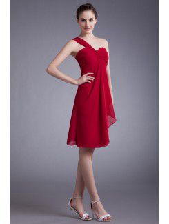 Chiffon One-Shoulder Knee-Length Column Cocktail Dress