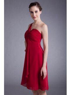 Chiffon One-Shoulder Knee-Length Column Cocktail Dress