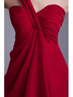 Chiffon One-Shoulder Knee-Length Column Cocktail Dress