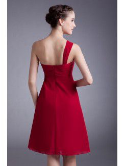 Chiffon One-Shoulder Knee-Length Column Cocktail Dress