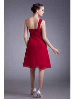Chiffon One-Shoulder Knee-Length Column Cocktail Dress