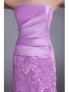 Satin and Net Strapless Short Sheath Embroidered Cocktail Dress with Jacket