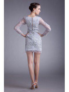 Organza V-Neck Short Column Embroidered Cocktail Dress