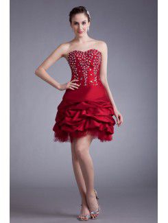 Taffeta Sweetheart Short Sheath Embroidered Cocktail Dress