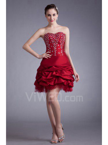 Taffeta Sweetheart Short Sheath Embroidered Cocktail Dress