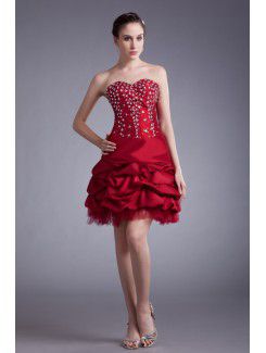 Taffeta Sweetheart Short Sheath Embroidered Cocktail Dress