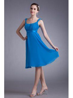 Chiffon Straps Knee-Length Column Cocktail Dress