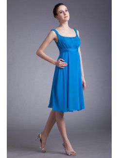 Chiffon Straps Knee-Length Column Cocktail Dress