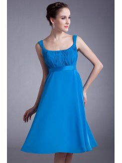 Chiffon Straps Knee-Length Column Cocktail Dress