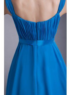 Chiffon Straps Knee-Length Column Cocktail Dress