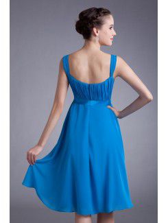 Chiffon Straps Knee-Length Column Cocktail Dress