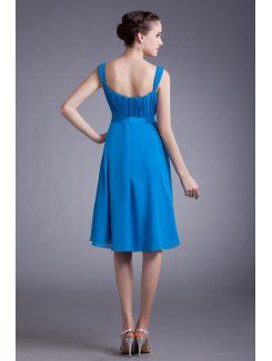 Chiffon Straps Knee-Length Column Cocktail Dress