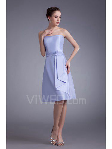 Taffeta Strapless Knee-Length A-line Sash Cocktail Dress