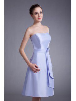 Taffeta Strapless Knee-Length A-line Sash Cocktail Dress