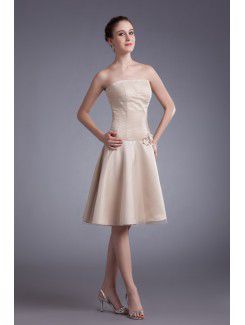 Net Strapless Knee-Length Sheath Embroidered Cocktail Dress