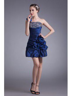 Taffeta One-Shoulder Short Sheath Embroidered Cocktail Dress