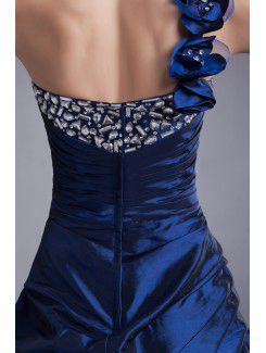 Taffeta One-Shoulder Short Sheath Embroidered Cocktail Dress