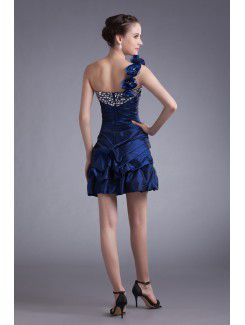 Taffeta One-Shoulder Short Sheath Embroidered Cocktail Dress