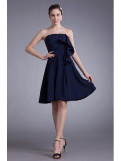 Silk Strapless Knee-Length Column Cocktail Dress