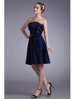 Silk Strapless Knee-Length Column Cocktail Dress