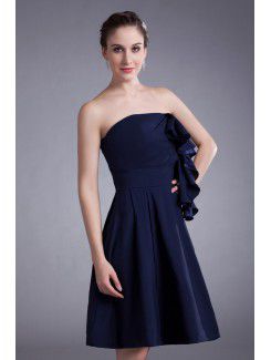 Silk Strapless Knee-Length Column Cocktail Dress