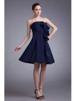 Silk Strapless Knee-Length Column Cocktail Dress