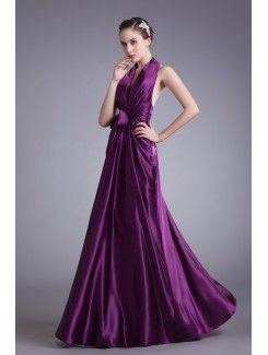 Satin V-Neck Floor Length Column Sash Prom Dress