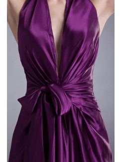 Satin V-Neck Floor Length Column Sash Prom Dress