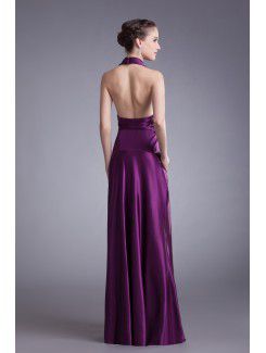 Satin V-Neck Floor Length Column Sash Prom Dress