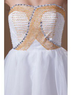 Organza Strapless Short A-line Embroidered Cocktail Dress