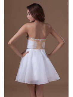 Organza Strapless Short A-line Embroidered Cocktail Dress