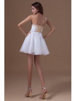 Organza Strapless Short A-line Embroidered Cocktail Dress